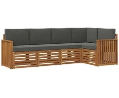 Sekcijos sofų komplektas 5 pcs Natūralus ir antracitas