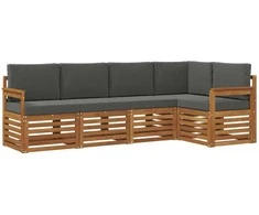 Sekcijos sofų komplektas 5 pcs Natūralus ir antracitas