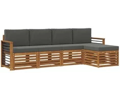 Lauko baldų komplektas Lauko sofos komplektas su pagalve 5 pcs Natūralus ir antracitas