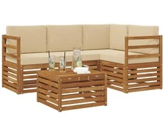 Lauko baldų komplektas Lauko sofos komplektas su pagalve 5 pcs Natūralus ir bežinis