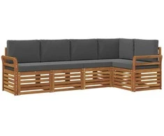 Sekcijos sofų komplektas 5 pcs Natūralus ir antracitas