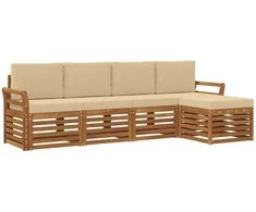 Lauko baldų komplektas Lauko sofos komplektas su pagalve 5 pcs Natūralus ir bežinis