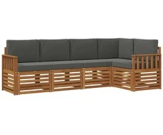 Sekcijos sofų komplektas 5 pcs Natūralus ir antracitas