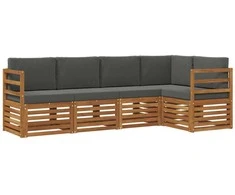 Sekcijos sofų komplektas 5 pcs Natūralus ir antracitas