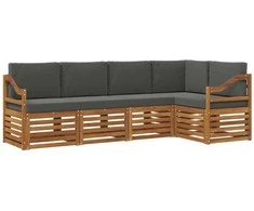 Sekcijos sofų komplektas 5 pcs Natūralus ir antracitas