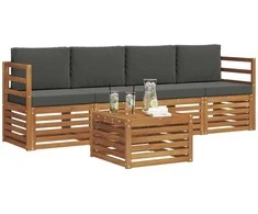 Lauko sofos komplektas su pagalve 5 pcs Natūralus ir antracitas