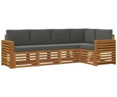 Sekcijos sofų komplektas 5 pcs Natūralus ir antracitas