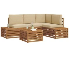 Lauko sofos komplektas Natūralus ir bežinis 59 x 59 x 37 cm