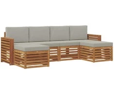 Sofų komplektai su pagalve 6 pcs Natūrali ir šviesiai pilka