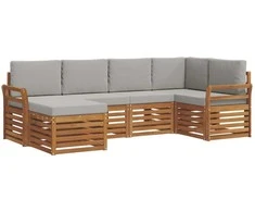Sekcijos sofų komplektas 6 pcs Natūrali ir šviesiai pilka