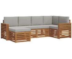 Sekcijos sofų komplektas 6 pcs Natūrali ir šviesiai pilka