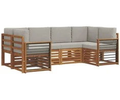 Sekcijos sofų komplektas 6 pcs Natūrali ir šviesiai pilka