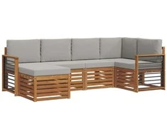 Sekcijos sofų komplektas 6 pcs Natūrali ir šviesiai pilka
