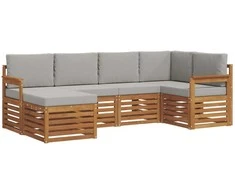 Sekcijos sofų komplektas 6 pcs Natūrali ir šviesiai pilka