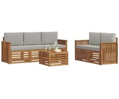 Sofų komplektai su pagalve 6 pcs Natūrali ir šviesiai pilka