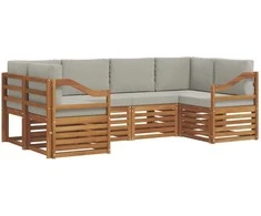 Sekcijos sofų komplektas 6 pcs Natūrali ir šviesiai pilka