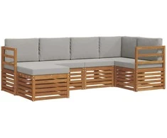 Sekcijos sofų komplektas 6 pcs Natūrali ir šviesiai pilka