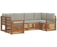 Sekcijos sofų komplektas 6 pcs Natūrali ir šviesiai pilka