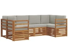 Sekcijos sofų komplektas 6 pcs Natūrali ir šviesiai pilka