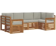 Sekcijos sofų komplektas 6 pcs Natūrali ir šviesiai pilka