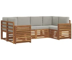 Sekcijos sofų komplektas 6 pcs Natūrali ir šviesiai pilka