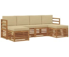 Sofų komplektai su pagalve 6 pcs Natūralus ir bežinis