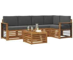 Lauko baldų komplektas Sekcijos sofų komplektas 6 pcs Natūralus ir antracitas