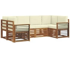 Sekcijos sofų komplektas 6 pcs Natūralus ir grietinėlė