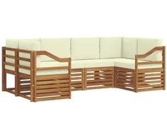 Sekcijos sofų komplektas 6 pcs Natūralus ir grietinėlė