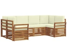 Sekcijos sofų komplektas 6 pcs Natūralus ir grietinėlė