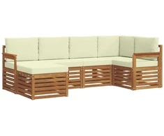 Sekcijos sofų komplektas 6 pcs Natūralus ir grietinėlė