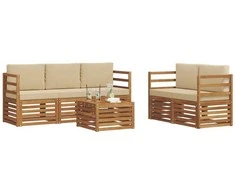 Sofų komplektai su pagalve 6 pcs Natūralus ir bežinis