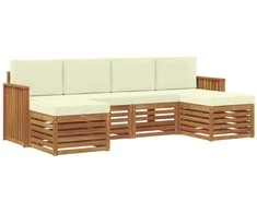 Sofų komplektai su pagalve 6 pcs Natūralus ir grietinėlė