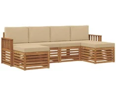 Sofų komplektai su pagalve 6 pcs Natūralus ir bežinis