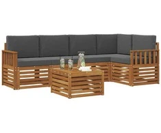 Sekcijos sofų komplektas 6 pcs Natūralus ir antracitas