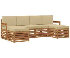 Sofų komplektai su pagalve 6 pcs Natūralus ir bežinis