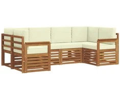 Sekcijos sofų komplektas 6 pcs Natūralus ir grietinėlė