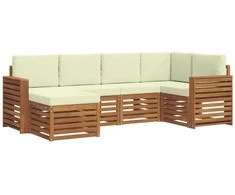 Sekcijos sofų komplektas 6 pcs Natūralus ir grietinėlė