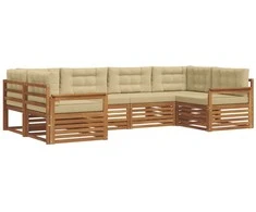 Lauko baldų komplektas Lauko sofos komplektas su pagalve 6 pcs Natūralus ir bežinis