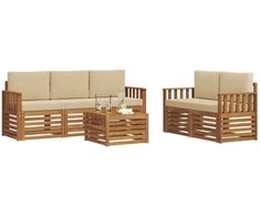 Sofų komplektai su pagalve 6 pcs Natūralus ir bežinis