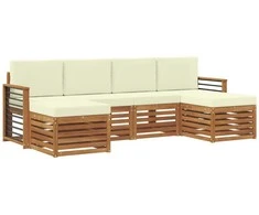 Sofų komplektai su pagalve 6 pcs Natūralus ir grietinėlė