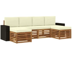 Sofų komplektai su pagalve 6 pcs Natūralus ir grietinėlė