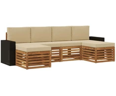 Sofų komplektai su pagalve 6 pcs Natūralus ir bežinis