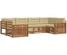 Lauko sofos komplektas su pagalve 6 pcs Natūralus ir bežinis