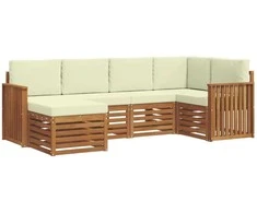 Sekcijos sofų komplektas 6 pcs Natūralus ir grietinėlė