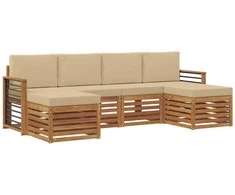 Sofų komplektai su pagalve 6 pcs Natūralus ir bežinis