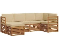 Sekcijos sofų komplektas su pagalve 6 pcs Natūralus ir bežinis