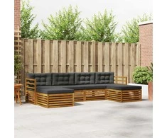 Sofa Sofų komplektai su pagalve 6 pcs Natūralus ir antracitas