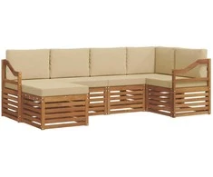 Sekcijos sofų komplektas su pagalve 6 pcs Natūralus ir bežinis