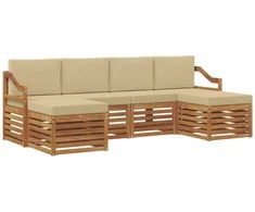 Sofų komplektai su pagalve 6 pcs Natūralus ir bežinis